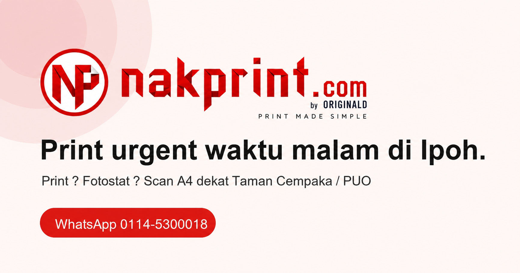 NakPrint website preview with WhatsApp 0114-5300018